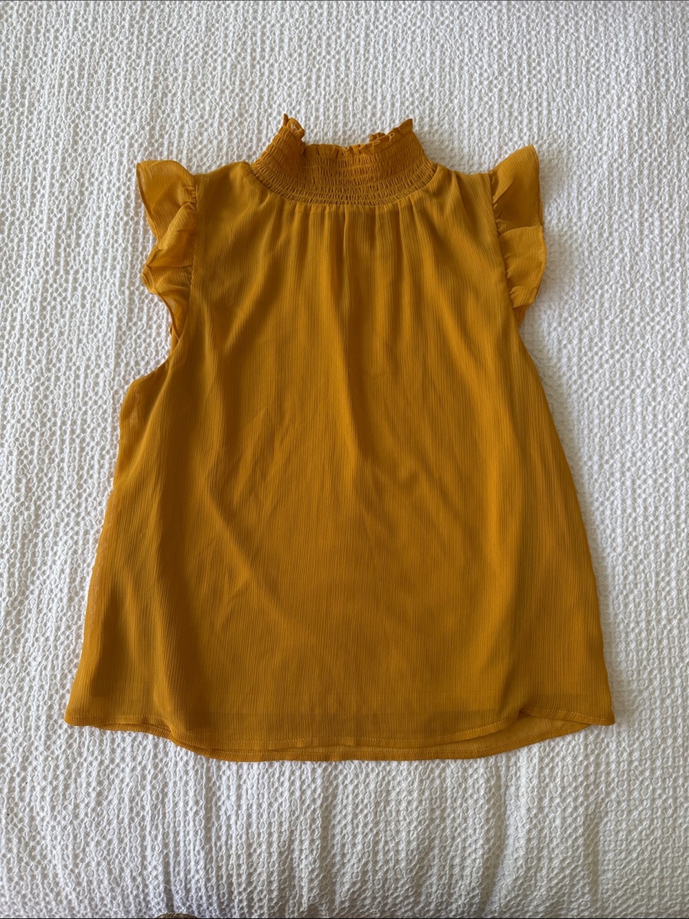 Banana Republic Mustard Smocked Mock Neck Tank